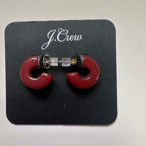 J Crew Earrings Hard Candy Acetate Hoops Pierced Hypoallergenic Pecan Brown Rust